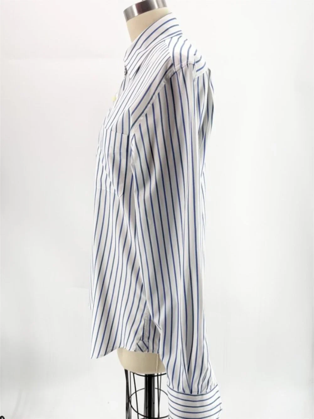 EZRA FITCH MENS S STRIPE LONG SLEEVE BUTTON FRONT DRESS SHIRT - Picture 5 of 12